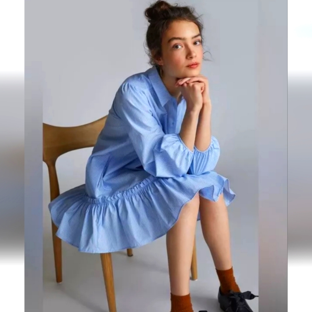 Anthropologie Sally Tunic Dress Size Medium Button Down